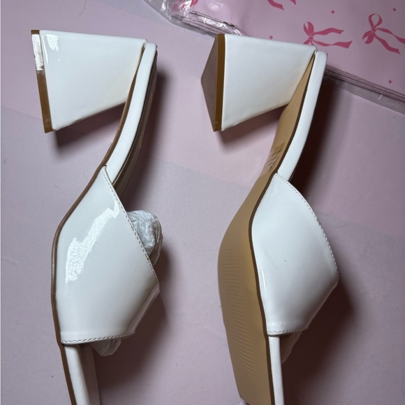EGO White Open-Toe Mules with Gold Logo - Picture 3 of 7